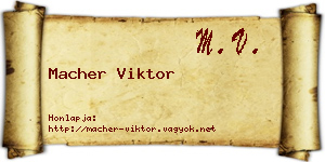 Macher Viktor névjegykártya